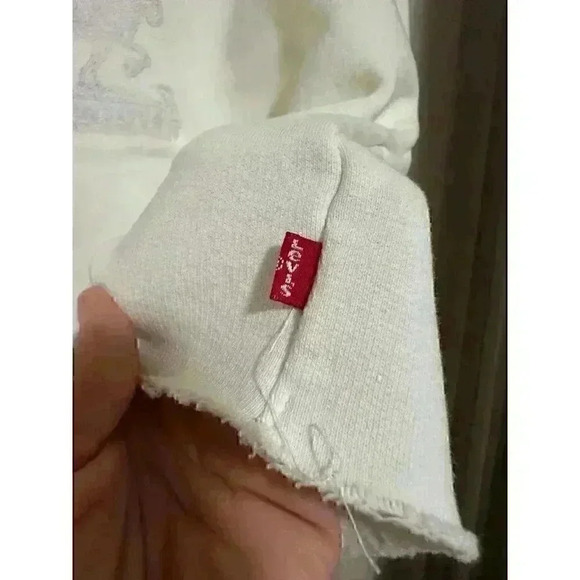 White LEVI STRAUSS & CO brand crop sweatshirt Size Small Cotton classic hoodie - Picture 4 of 10